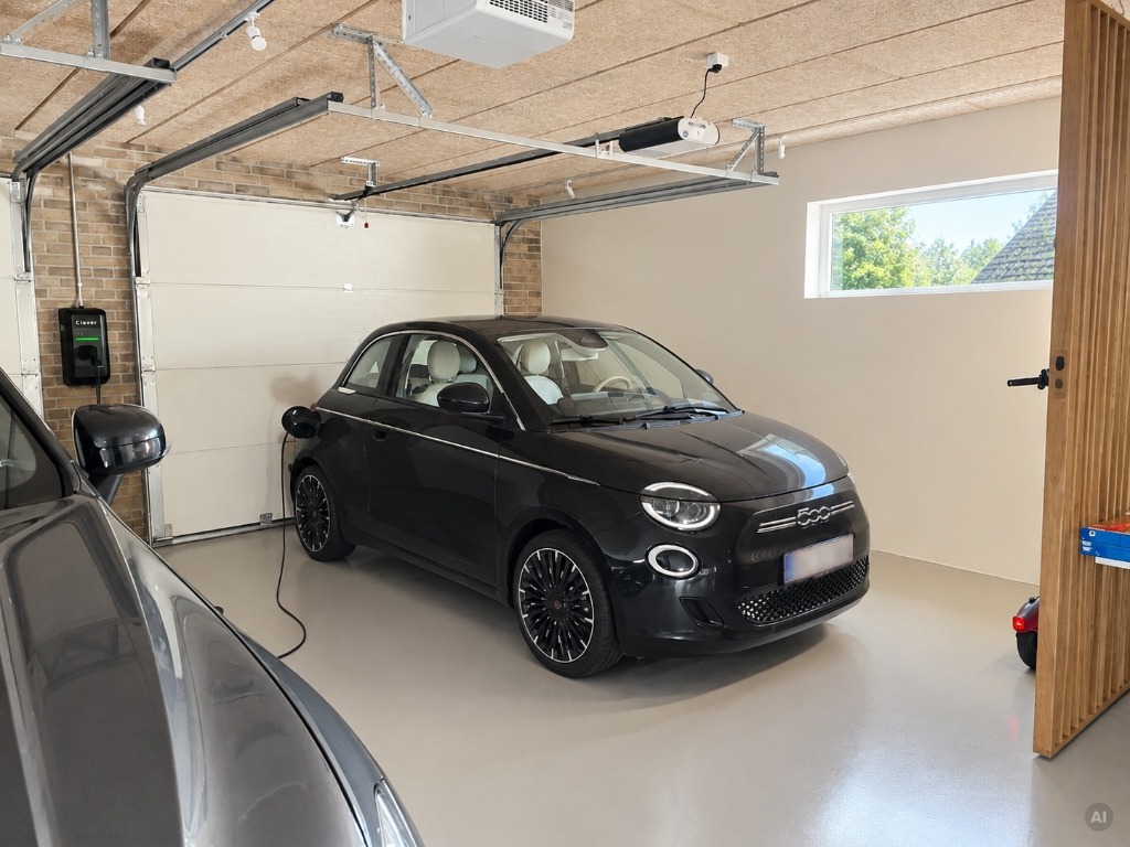 Optimeret billede af en garage med bedre lys og tydeligere detaljer